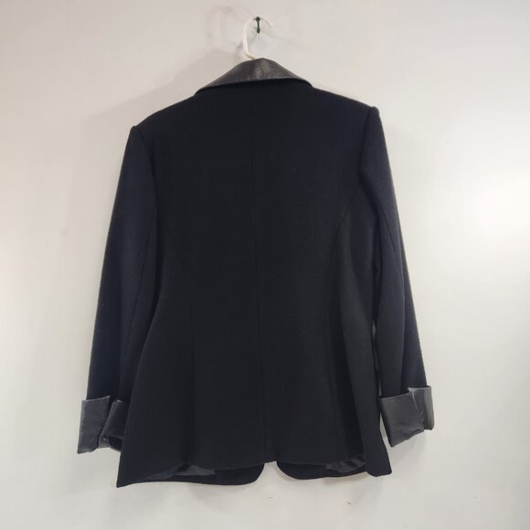 Beechers Brook Wool Zip Up Blazer Faux Leather Collar Sleeves - Size 6 - Picture 5 of 10